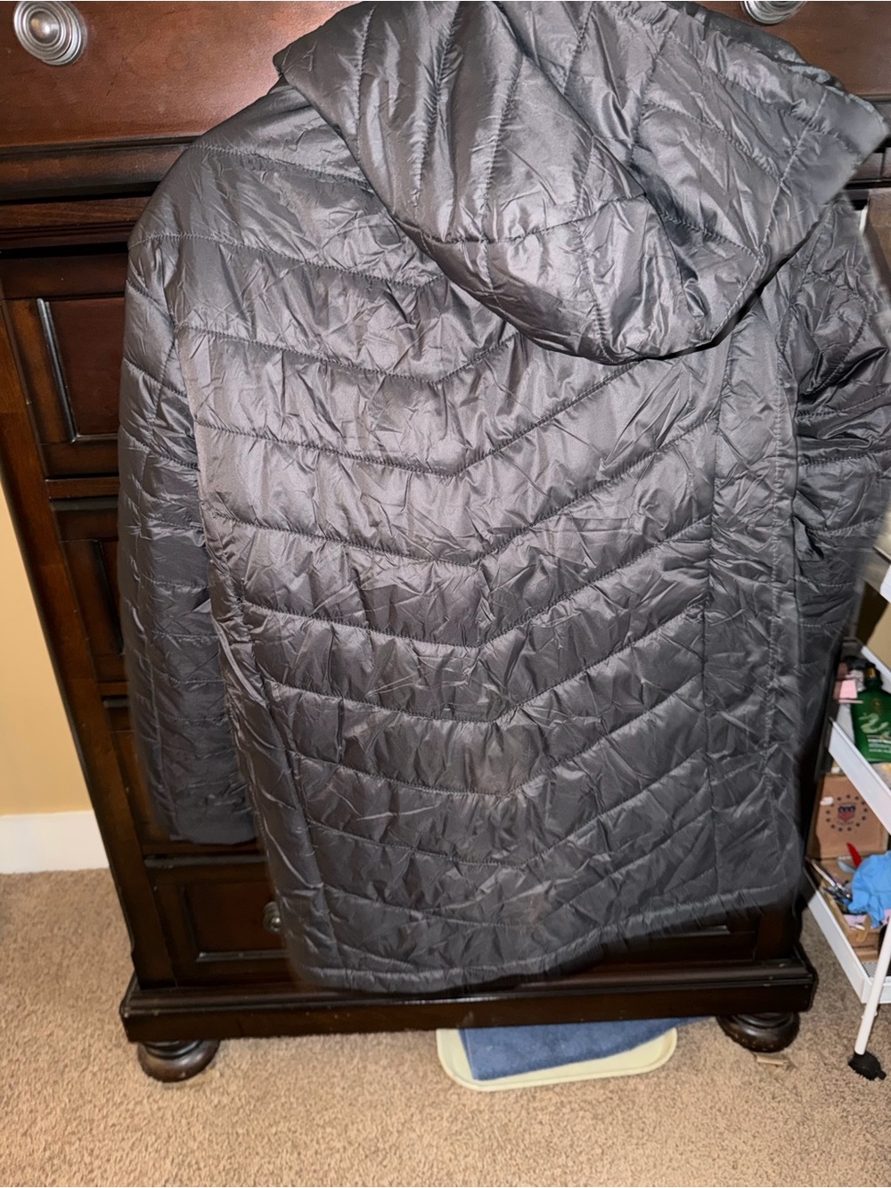 HQ Heated Jacket Black Quilted Puffer Jacket with Hood - Picture 7 of 11